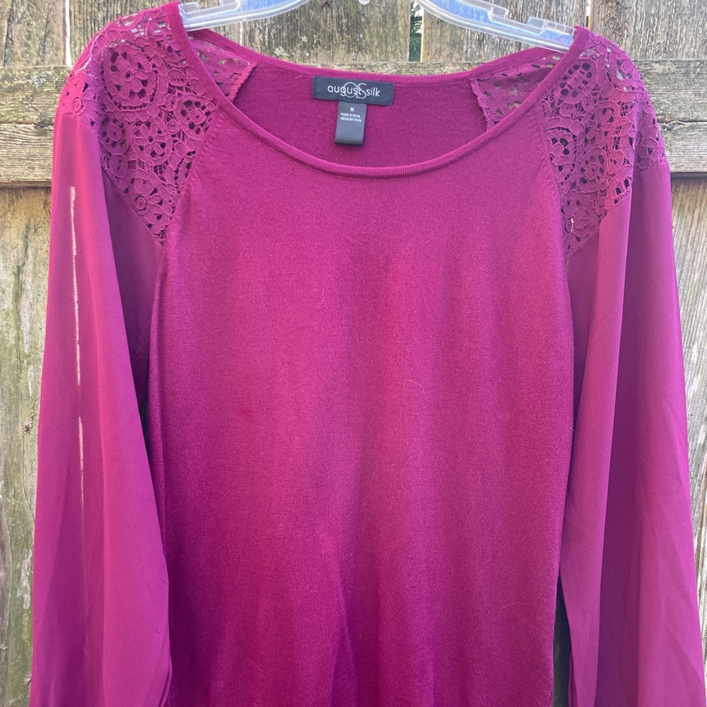 August Silk Fuchsia Lace Blouse